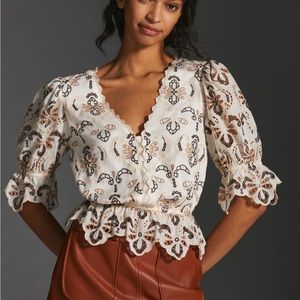 NWT Anthropologie eyelet peplum blouse